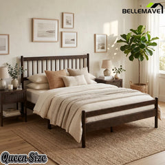 Bellemave® Traditional Solid Wood Bed Frame with Headboard and Footboard
