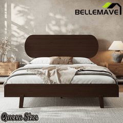 Bellemave® Bamboo Bed Frame with Headboard,Bamboo Platform Bed Frame with Rounded Headboard and Wood Slats,Easy Assembly Bellemave®
