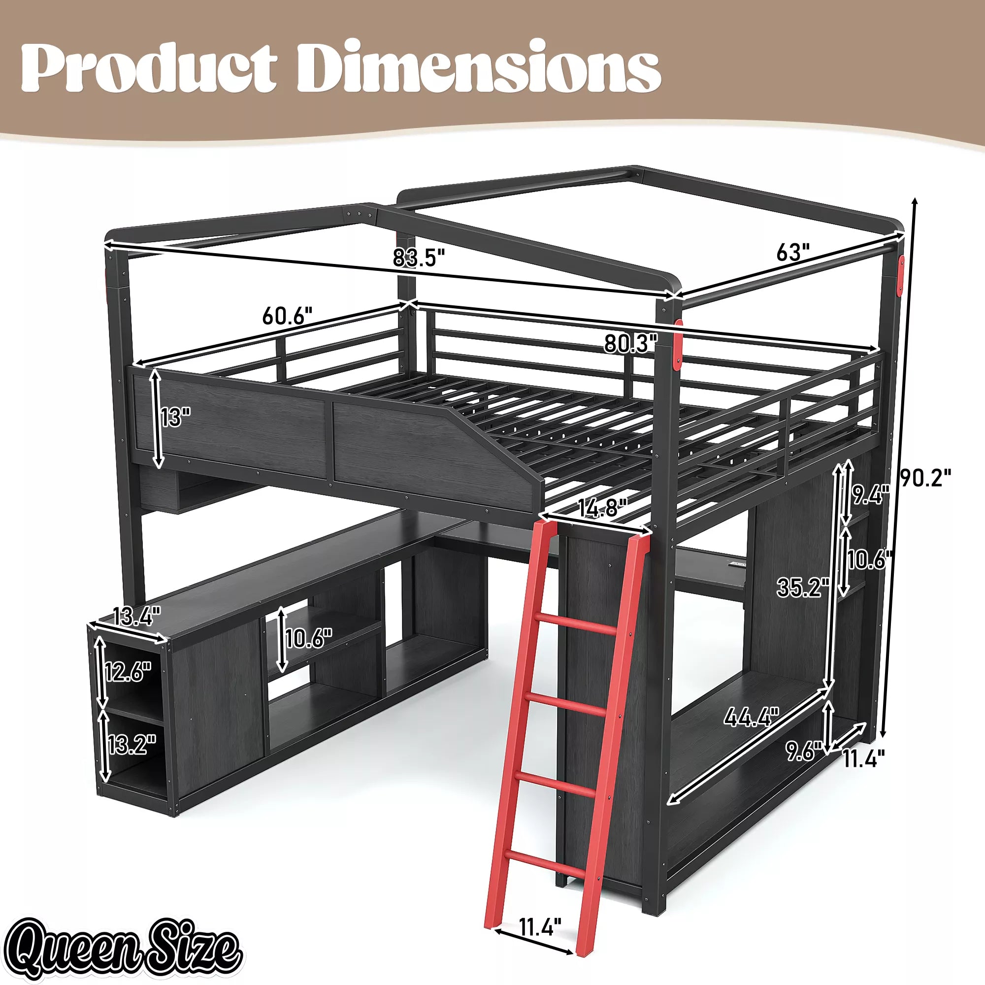 Queen Size Gaming Loft Bed Dimensions