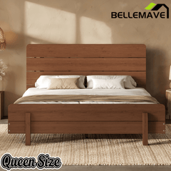 Bellemave® Bamboo Platform Bed with Modern Headboard, Bamboo Bed Frame Construction, Reinforced Support Slats Design No Box Spring Required,Brown