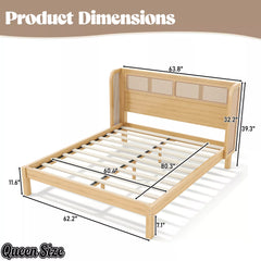 queen size bamboo platform bed dimensions
