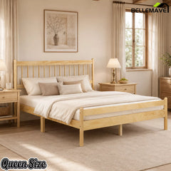 Bellemave® Traditional Solid Wood Bed Frame with Headboard and Footboard
