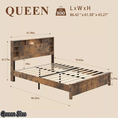 Queen Size Wood Platform Bed Frame Dimensions
