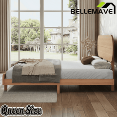 Bellemave® Bamboo Bed Frame with Headboard,Bamboo Platform Bed Frame with Rounded Headboard and Wood Slats,Easy Assembly Bellemave®