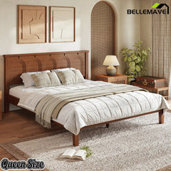 Bellemave® Queen Platform Bed, Solid Bamboo Bed Frame with Support Slats, No Box Spring Needed