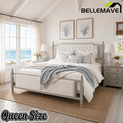 Bellemave® Upholstered Platform Bed with Button Tufted Headboard,Solid Wood Farmhouse Bed with Velvet Headboard and Footboard Bellemave®