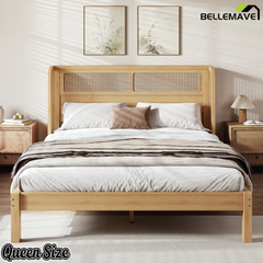 natural bamboo platform bed in modern bedroom
