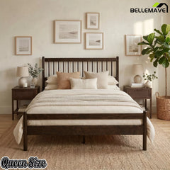 Bellemave® Traditional Solid Wood Bed Frame with Headboard and Footboard