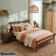 Bellemave® Traditional Solid Wood Bed Frame with Headboard and Footboard