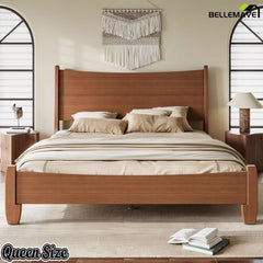 Queen size bamboo platform bed front view