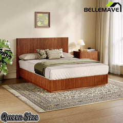 Bellemave® Mid Century Modern Bed Frame, Fluted Platform Bed Frame with Headboard, Wood & Steel Platform Beds with LED Lights, Heavy Metal Frame Support Bellemave®