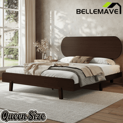 Bellemave® Bamboo Bed Frame with Headboard,Bamboo Platform Bed Frame with Rounded Headboard and Wood Slats,Easy Assembly Bellemave®