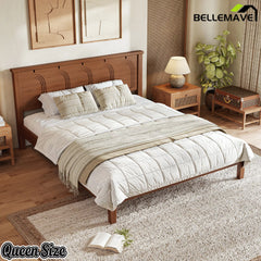 Bellemave® Queen Platform Bed, Solid Bamboo Bed Frame with Support Slats, No Box Spring Needed