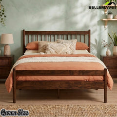 Bellemave® Traditional Solid Wood Bed Frame with Headboard and Footboard