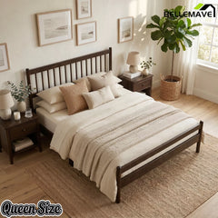 Bellemave® Traditional Solid Wood Bed Frame with Headboard and Footboard