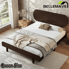 Bellemave® Bamboo Bed Frame with Headboard,Bamboo Platform Bed Frame with Rounded Headboard and Wood Slats,Easy Assembly Bellemave®