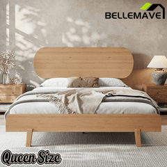 Bellemave® Bamboo Bed Frame with Headboard,Bamboo Platform Bed Frame with Rounded Headboard and Wood Slats,Easy Assembly Bellemave®