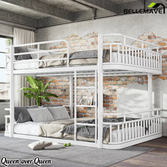 white bunk bed with safety guardrails and ladder