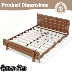 Bellemave® Bamboo Platform Bed with Modern Headboard, Bamboo Bed Frame Construction, Reinforced Support Slats Design No Box Spring Required,Brown
