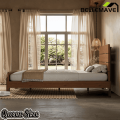 Bellemave® Bamboo Platform Bed with Modern Headboard, Bamboo Bed Frame Construction, Reinforced Support Slats Design No Box Spring Required,Brown