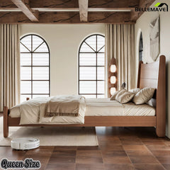 Queen size bamboo platform bed natural bedroom style