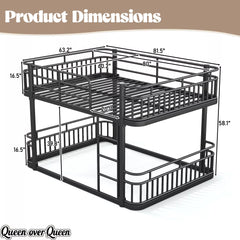 queen size metal bunk bed dimensions