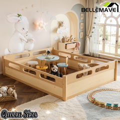 Bellemave® Floor Bed with Full-Length Guardrails, Wood Low Profile Montessori Bed for Bedroom & Nursery, No Box Spring Needed Bellemave®