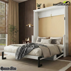Queen size wall bed cabinet installed in modern bedroom