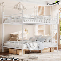 Bellemave® Metal Bunk Bed with Curved Guardrails, Space-Saving Bunk Bed Frame for Kids & Teens
