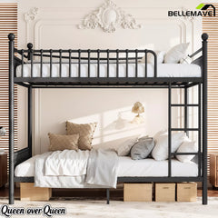 Bellemave® Metal Bunk Bed with Curved Guardrails, Space-Saving Bunk Bed Frame for Kids & Teens