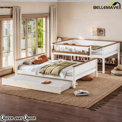 Queen over queen bunk bed in modern bedroom setting