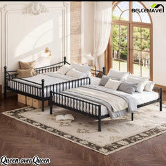Bellemave® Metal Bunk Bed with Curved Guardrails, Space-Saving Bunk Bed Frame for Kids & Teens