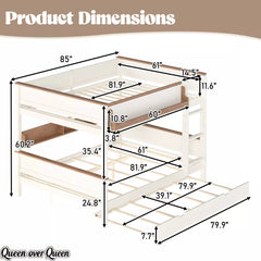 Queen over queen bunk bed dimensions and measurements