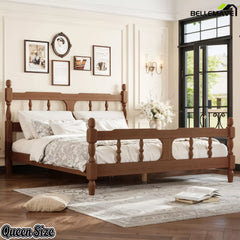 Queen bamboo platform bed with support slats