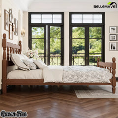Dark finish bamboo bed frame queen size bedroom setup