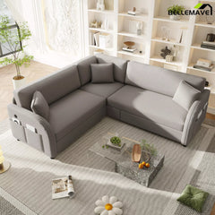 Gray sectional sofa with reversible chaise