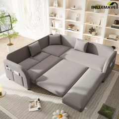 Gray pull out sofa bed front view