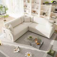 White sectional sofa with chaise lounge