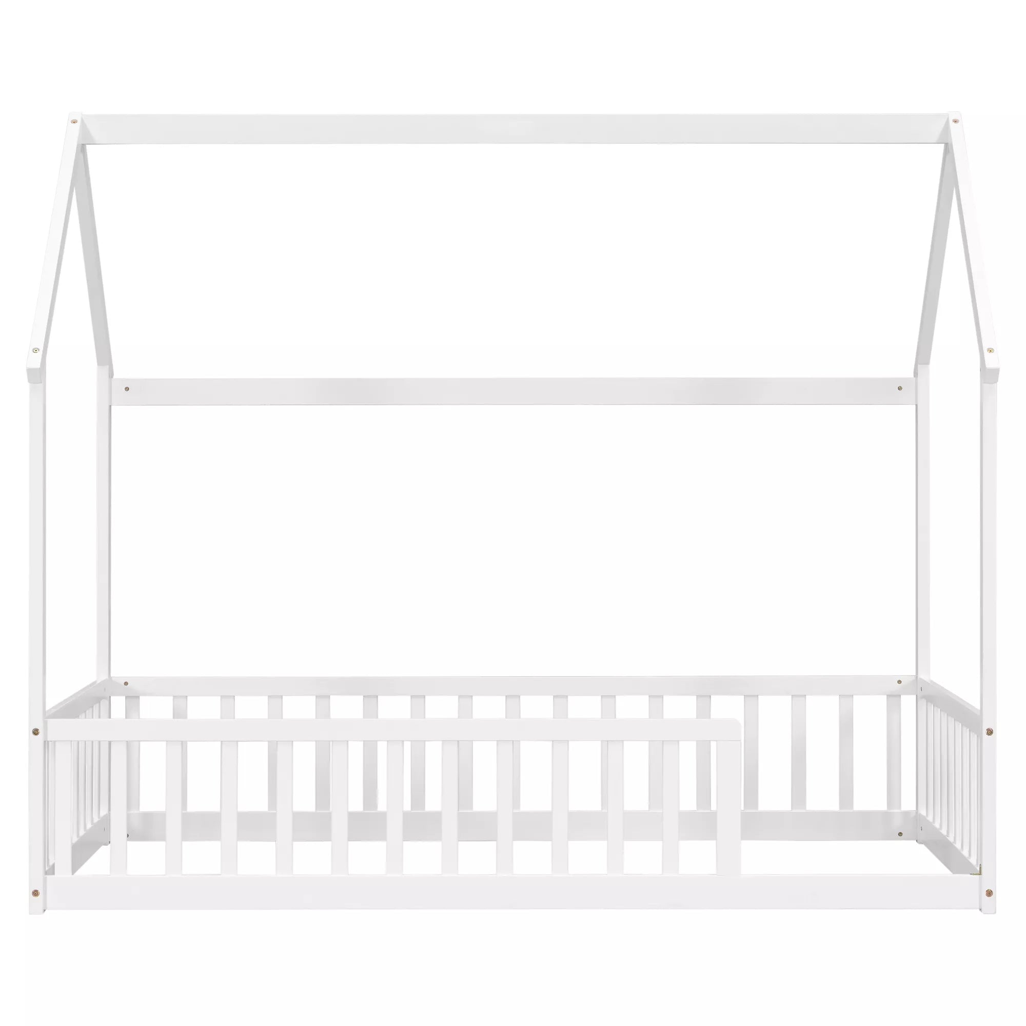 Bellemave® wooden house floor bed frame on white background