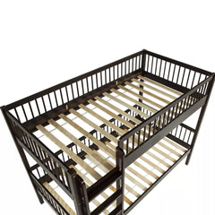 Detached dark wood Twin bed frame with wooden slat support