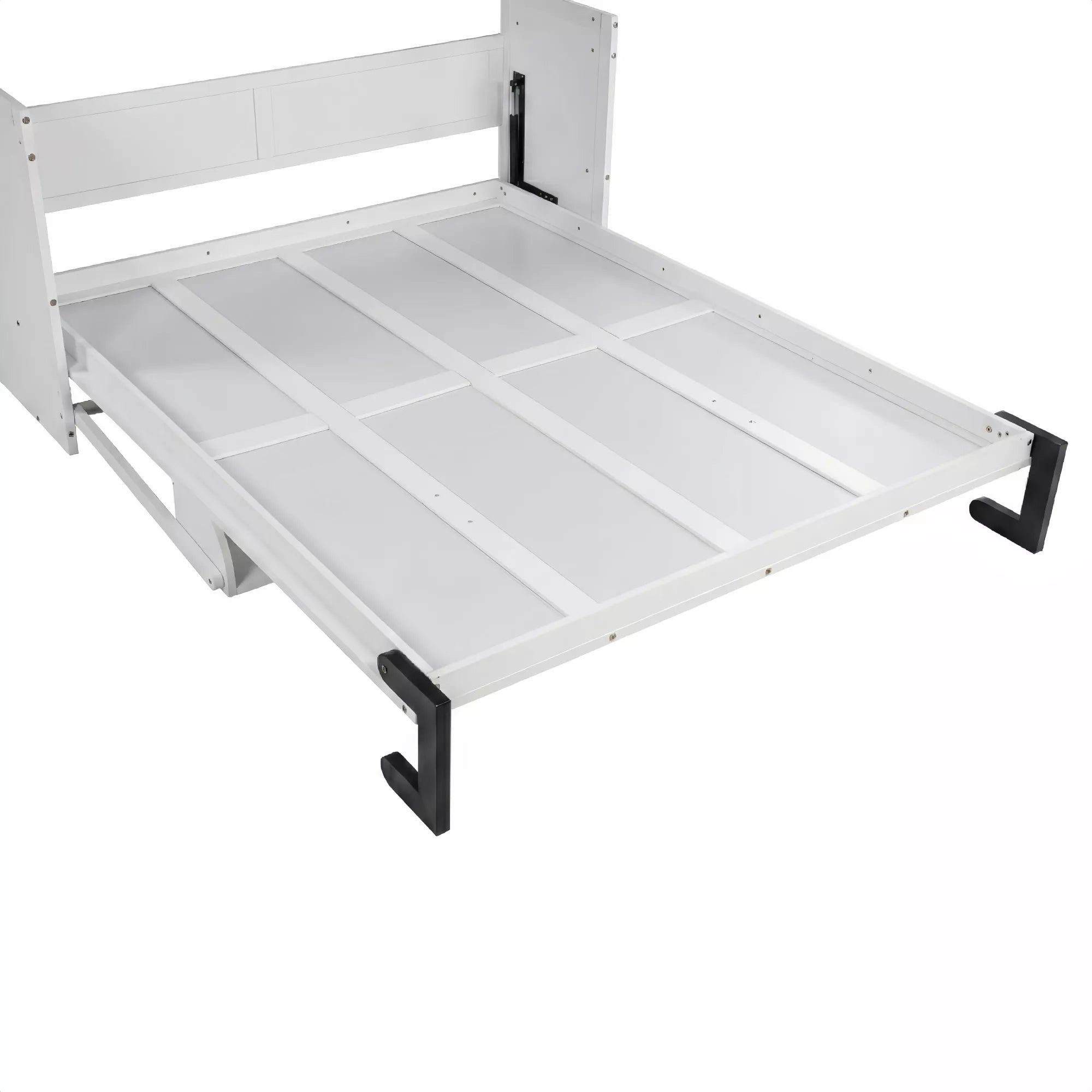 White queen size murphy bed frame structure