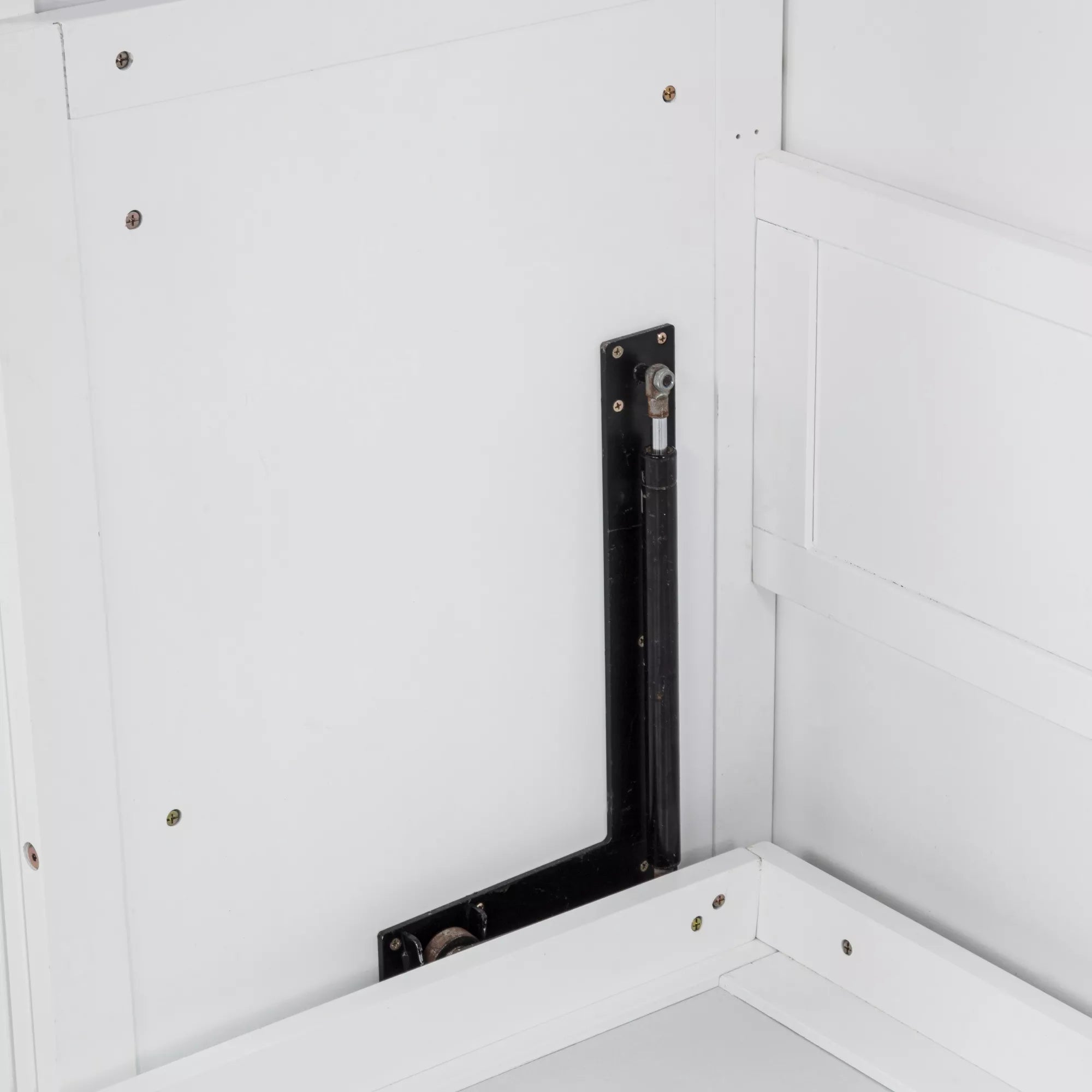 White murphy bed cabinet interior structure
