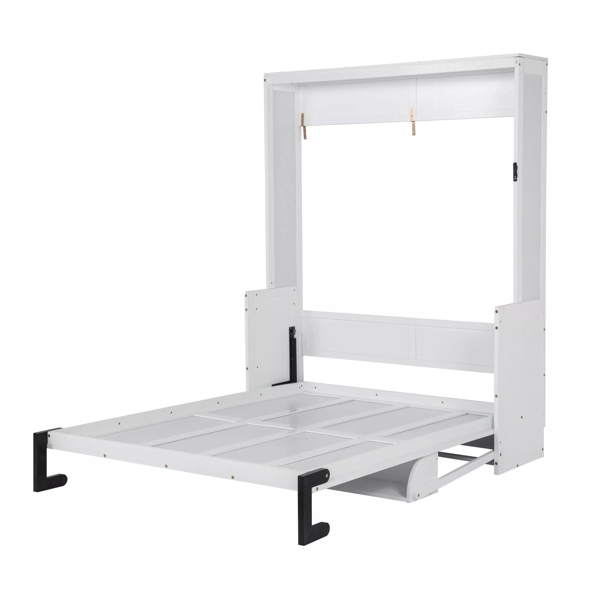 White hidden wall bed cabinet structure