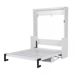 White hidden wall bed cabinet structure