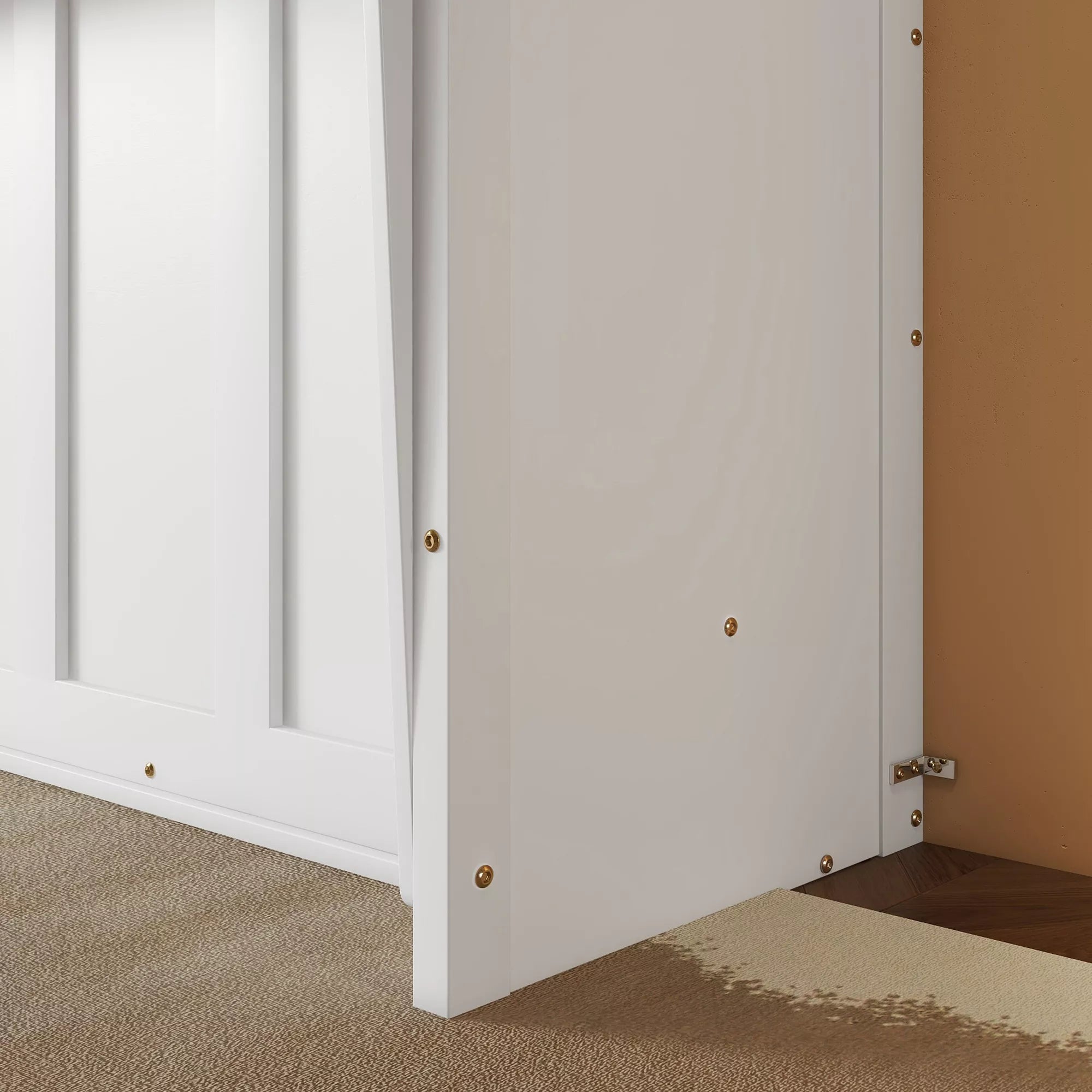 White murphy bed cabinet interior structure