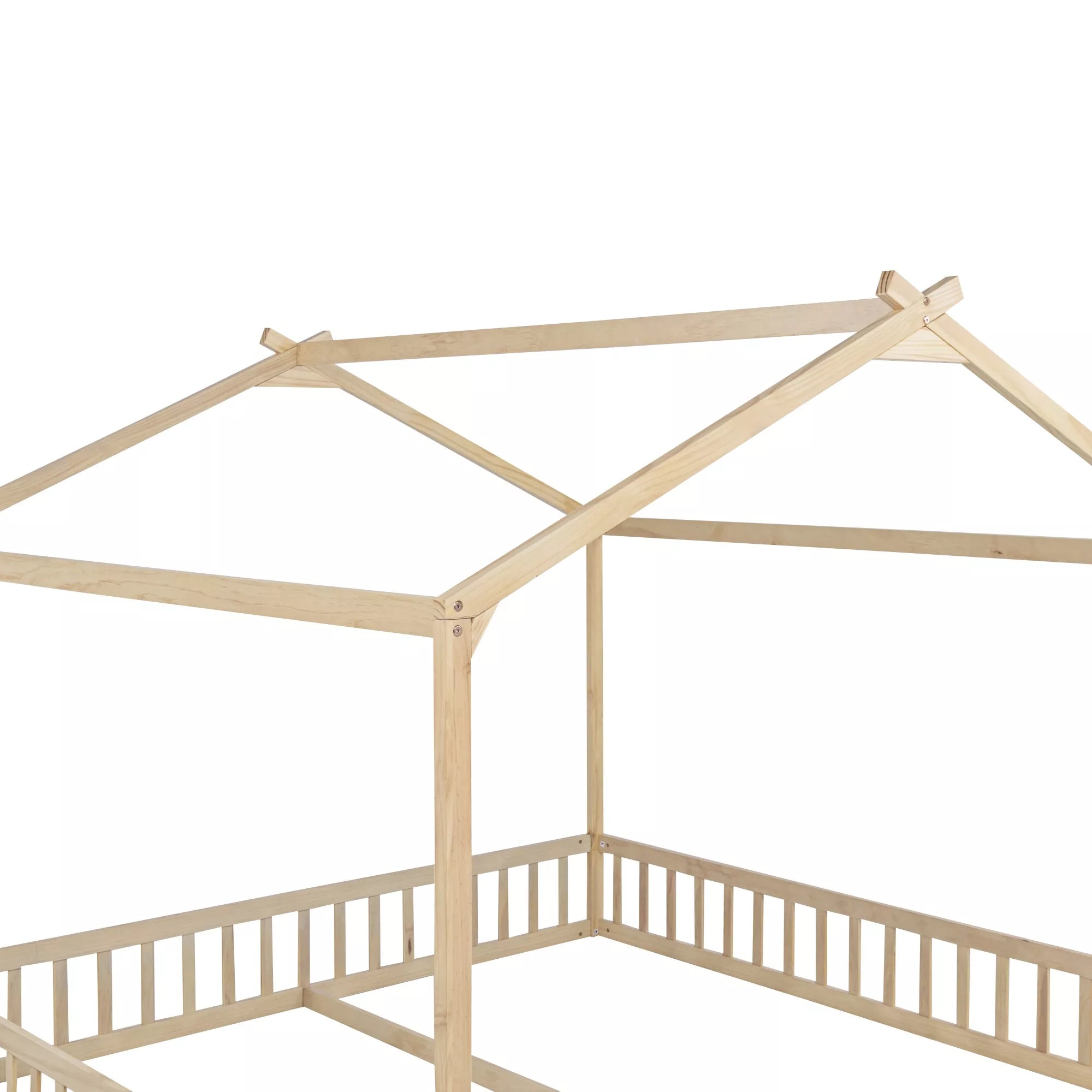 Double twin floor bed wooden house frame structure