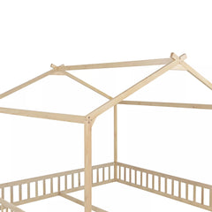 Double twin floor bed wooden house frame structure