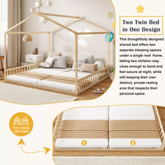 Twin house floor bed entrance and guardrail design