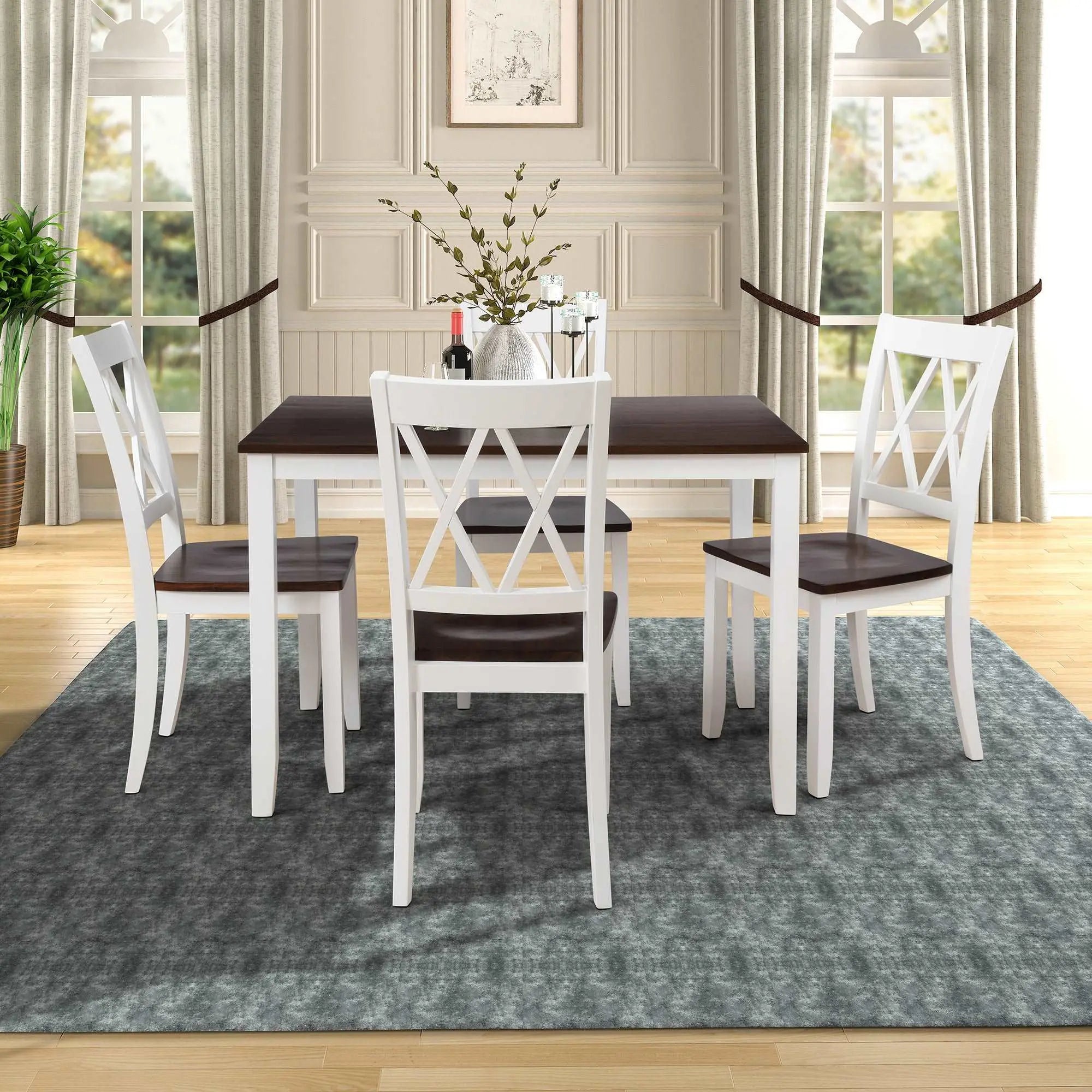 Bellemave 5-Piece Dining Table Set Home Kitchen Table and Chairs Wood Dining Set