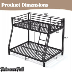 Bellemave® Twin over Full Bunk Bed, Space Saving Metal Frame with Noise-Reduced Design for Teens & Adults Bellemave®